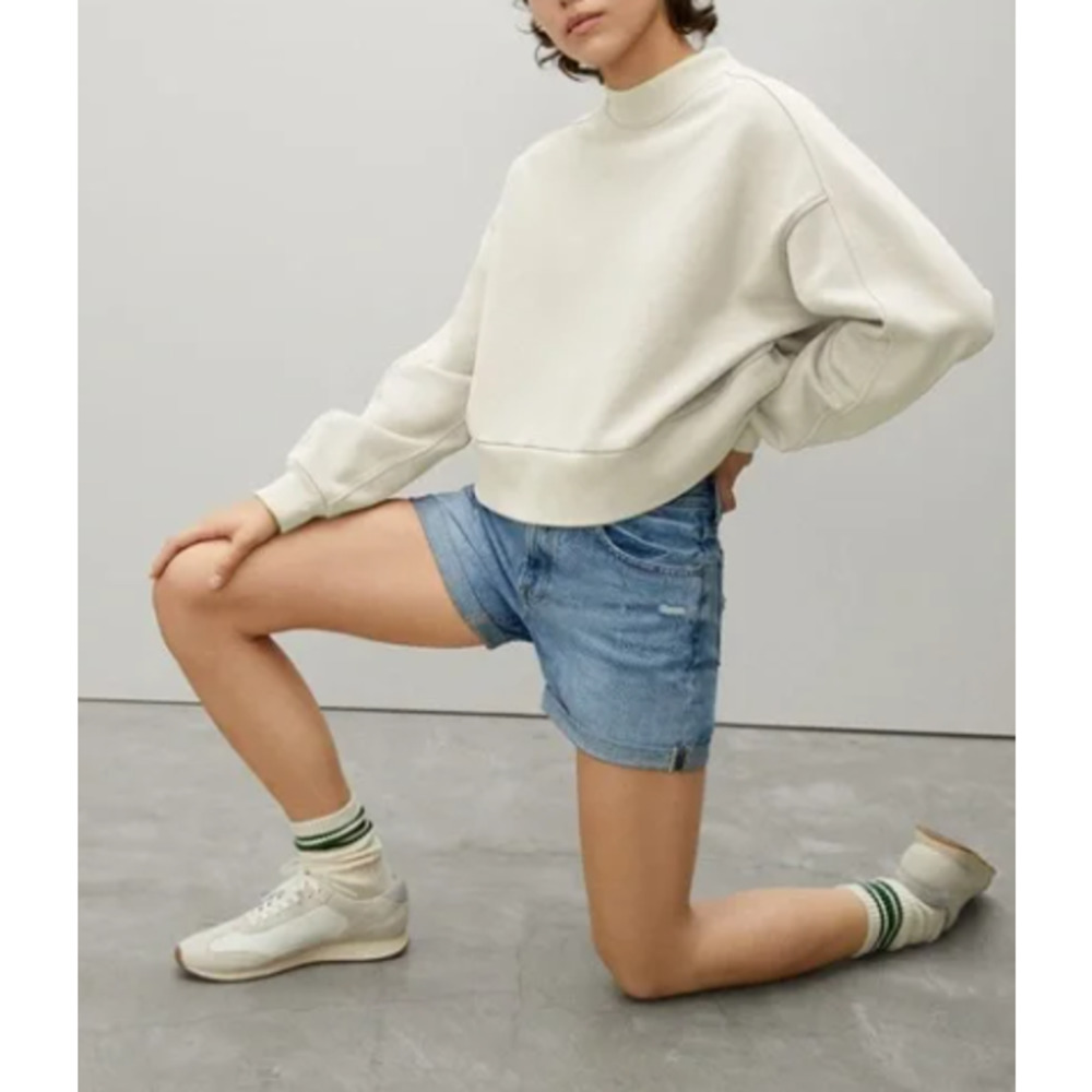 NWT Everlane The Track Cropped Sweatshirt in Canvas White